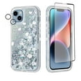 thumbnail image 1 of NIFFPD iPhone 14 Plus with Screen Protector + Camera Lens Protector, Bling Glitter Quicksand Sparkle Clear & Shockproof Protective Cover iPhone 14 Plus 6.7" Silver, 1 of 6