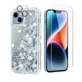 thumbnail image 1 of NIFFPD iPhone 14 Plus with Screen Protector + Camera Lens Protector, Bling Glitter Quicksand Sparkle Clear & Shockproof Protective Cover iPhone 14 Plus 6.7" Silver, 1 of 6