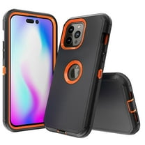 NIFFPD iPhone 14 Pro Case, Heavy Duty Hard Shockproof Protective Phone Case for iPhone 14 Pro 6.1" Black Orange