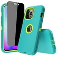 thumbnail image 1 of NIFFPD iPhone 14 Pro Case with Screen Protector （Anti Spy Privacy）, Heavy Duty Hard Shockproof Protective Phone Case for iPhone 14 Pro 6.1" Green+Yellow, 1 of 3