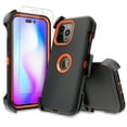thumbnail image 1 of NIFFPD iPhone 14 Pro Case with Screen Protector + Belt-Clip Holster, Heavy Duty Hard Shockproof Phone Case for iPhone 14 Pro 6.1" Black+Orange, 1 of 8