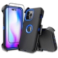 thumbnail image 1 of NIFFPD iPhone 14 Pro Case with Screen Protector + Belt-Clip Holster, Heavy Duty Hard Shockproof Phone Case for iPhone 14 Pro 6.1" Dark Blue+Blue, 1 of 4