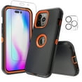 thumbnail image 1 of NIFFPD iPhone 14 Pro Case with Screen Protector + Camera Lens Protector, Heavy Duty Hard Shockproof Phone Case for iPhone 14 Pro 6.1" Black+Orange, 1 of 7