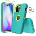 thumbnail image 1 of NIFFPD iPhone 14 Pro Case with Screen Protector + Camera Lens Protector, Heavy Duty Hard Shockproof Phone Case for iPhone 14 Pro 6.1" Green+Yellow, 1 of 3