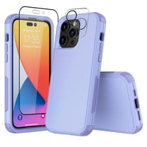 NIFFPD iPhone 14 Pro Case with Screen Protector   Camera Lens Protector, Heavy Duty Hard Shockproof Phone Case for iPhone 14 Pro 6.1" Light Purple