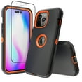 thumbnail image 1 of NIFFPD iPhone 14 Pro Case with Screen Protector, Heavy Duty Hard Shockproof Protective Phone Case for iPhone 14 Pro 6.1" Black+Orange, 1 of 7