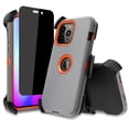 thumbnail image 1 of NIFFPD iPhone 14 Pro Max Case with Screen Protector（Anti Spy Privacy） + Belt-Clip Holster, Heavy Duty Hard Shockproof Phone Case for iPhone 14 Pro Max 6.7" Gray+Orange, 1 of 4