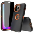 thumbnail image 1 of NIFFPD iPhone 14 Pro Max Case with Screen Protector （Anti Spy Privacy）, Heavy Duty Hard Shockproof Protective Phone Case for iPhone 14 Pro Max 6.7" Black+Orange, 1 of 7