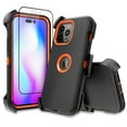 thumbnail image 1 of NIFFPD iPhone 14 Pro Max Case with Screen Protector + Belt-Clip Holster, Heavy Duty Hard Shockproof Phone Case for iPhone 14 Pro Max 6.7" Black+Orange, 1 of 8