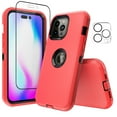 thumbnail image 1 of NIFFPD iPhone 14 Pro Max Case with Screen Protector + Camera Lens Protector, Heavy Duty Hard Shockproof Phone Case for iPhone 14 Pro Max 6.7" Red+Black, 1 of 3
