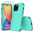 thumbnail image 1 of NIFFPD iPhone 14 Pro Max Case with Screen Protector, Heavy Duty Hard Shockproof Phone Case for iPhone 14 Pro Max 6.7" Teal+Light Green, 1 of 7