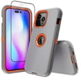 thumbnail image 1 of NIFFPD iPhone 14 Pro Max Case with Screen Protector, Heavy Duty Hard Shockproof Protective Phone Case for iPhone 14 Pro Max 6.7" Gray+Orange, 1 of 3
