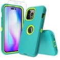 thumbnail image 1 of NIFFPD iPhone 14 Pro Max Case with Screen Protector, Heavy Duty Hard Shockproof Protective Phone Case for iPhone 14 Pro Max 6.7" Green+Yellow, 1 of 3