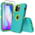 thumbnail image 1 of NIFFPD iPhone 14 Pro Max Case with Screen Protector, Heavy Duty Hard Shockproof Protective Phone Case for iPhone 14 Pro Max 6.7" Green+Yellow, 1 of 3