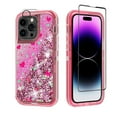 thumbnail image 1 of NIFFPD iPhone 14 Pro Max with Screen Protector + Camera Lens Protector, Bling Glitter Quicksand Sparkle Clear & Shockproof Protective Cover iPhone 14 Pro Max 6.7" Pink, 1 of 6