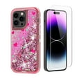 thumbnail image 1 of NIFFPD iPhone 14 Pro Max with Screen Protector, Bling Glitter Quicksand Sparkle Clear & Shockproof Protective Cover iPhone 14 Pro Max 6.7" Pink, 1 of 6