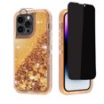 thumbnail image 1 of NIFFPD iPhone 14 Pro with Screen Protector（Anti Spy Privacy） + Camera Lens Protector, Bling Glitter Quicksand Sparkle Clear & Shockproof Protective Cover iPhone 14 Pro 6.1" Rose+Gold, 1 of 6