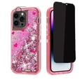 thumbnail image 1 of NIFFPD iPhone 14 Pro with Screen Protector（Anti Spy Privacy） + Camera Lens Protector, Bling Glitter Quicksand Sparkle Clear & Shockproof Protective Cover iPhone 14 Pro 6.1" Pink, 1 of 6