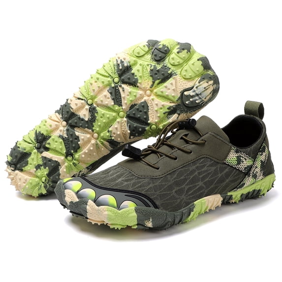 NIFOFISE Unisex Slip-Resistant Water Shoes, Round Toe, Green, Women 7 / Men 5.5