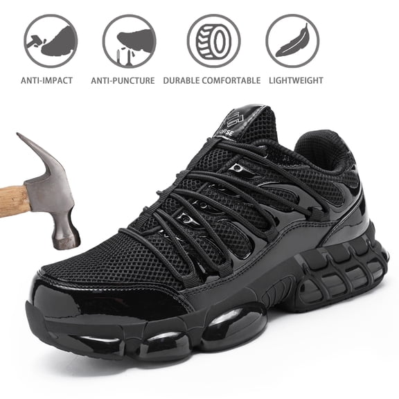 NIFOFISE Steel Toe Work Shoes for Men & Women - Lightweight Composite Toe with Air Cushion & Puncture Proof