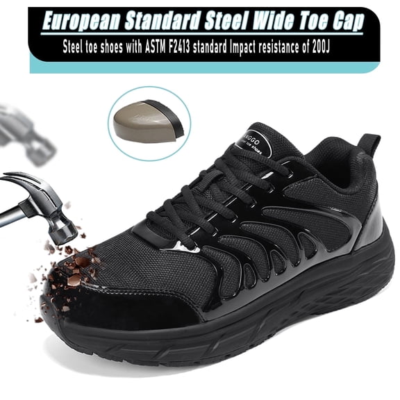 NIFOFISE Steel Toe Shoes for Men Women Non Slip Wide Toe Box for Work