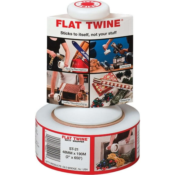 Nifty Products Flat Twine Plastic Wrap Stretch Film With Handle - 650 Ft L, 2 In W, Clear