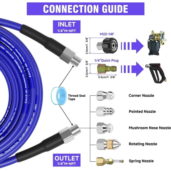NIFUAL 100FT Sewer Jetter Kit for Pressure Washer