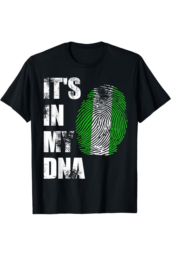 NIGERIA, IT'S IN MY DNA NIGERIAN FLAG DISTRESSED T-SHIRT