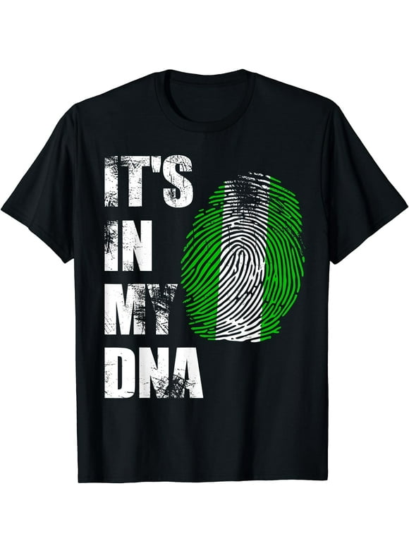 NIGERIA, IT'S IN MY DNA NIGERIAN FLAG DISTRESSED T-SHIRT