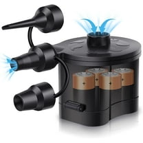 NIGHTEEN Electric Air Mattress Pump Battery Powered for Inflatables Toy Quick-Fill Inflator Deflator with 3 Nozzles