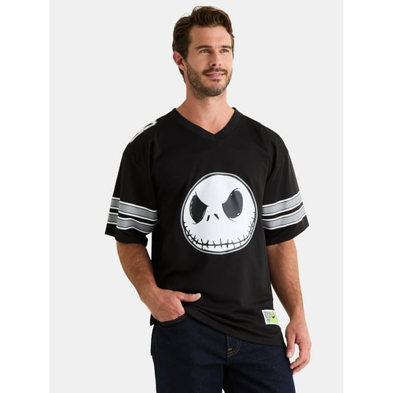 Nightmare Before Christmas Men's & Big Men's Jack Skellington Football Jersey, Sizes XS-3XL