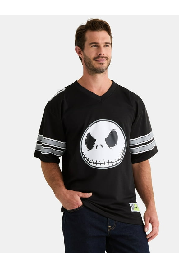 Nightmare Before Christmas Men's & Big Men's Jack Skellington Football Jersey, Sizes XS-3XL