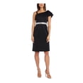 thumbnail image 1 of NIGHTWAY Womens Black Sleeveless Asymmetrical Neckline Above The Knee Evening Sheath Dress Petites 12P, 1 of 2