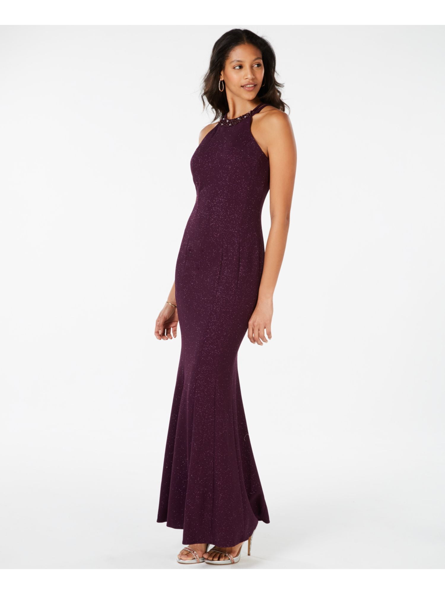 nightway beaded dress Womens Maroon Glitter Sleeveless Halter Full-Length Formal Mermaid 4 Size:S+ Neckline: scoop_neck have been waiting for! Light Blue Sheer Tulle