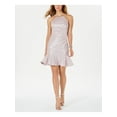 thumbnail image 1 of NIGHTWAY Womens Pink Ruched Glitter Sleeveless Halter Above The Knee Cocktail Sheath Dress 8, 1 of 4