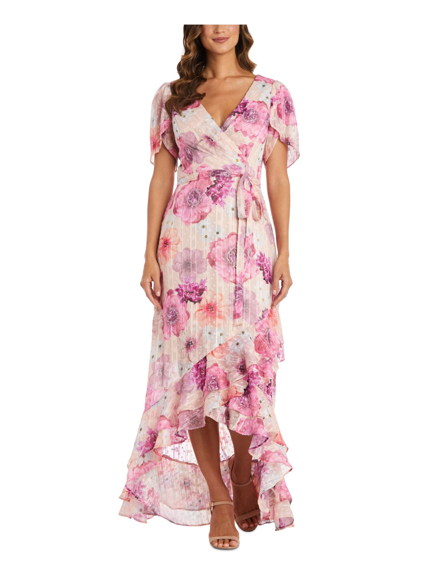 Formal Sheath Silhouette with Wrapped Surplice Detail Pearl Pink