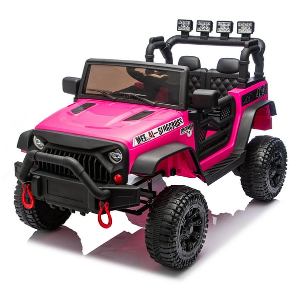 NIGSQJB 24V Kids Ride On Car w/ 2.4G Remote Control, 400W Powered UTV Toy w/ USB,MP3,Music,Bluetooth,Large Display,Horn, 3.73MPH Electric Car w/ 4 Wheel Suspension,Seat Belt,Gift for Kids, Rose Pink