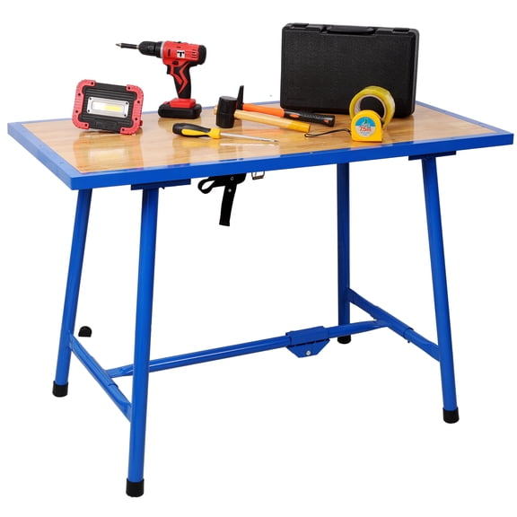 NIGSQJB 47.2" Foldable Workbench, 660Lbs Capacity Workshop Tool Bench,Packing Table Mounting Table Assembly Table for Workshop Garage Repair Shop Home Office, Blue