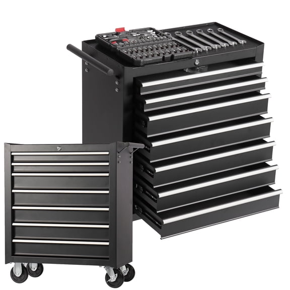 NIGSQJB 7-Drawer Rolling Tool Chest with Wheels & Locking, 31"H Metal Tool Box Organizer Portable Tool Storage Cabinet for Warehouse,Garage, Repair Shop, Workshop, Black