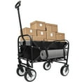thumbnail image 1 of NIGSQJB Collapsible Folding Wagon Cart, Heavy Duty Utility Beach Wagon Cart for Sand with Strapping System, Big Wheels, Adjustable Handle & Drink Holder for Shopping,Camping,Garden,Outdoor, Black, 1 of 9