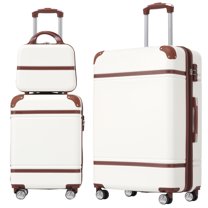 NIGSQJB Hardshell Luggage Sets 3 Pieces, 12"/20"/28" Lightweight Luggages with TSA Lock & Spinner Wheels & Cosmetic Case, Carry On Suitcase Set for Travel, School, Busniess, White