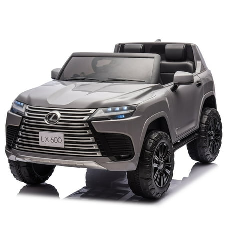 NIGSQJB LEXUS LX600 24V Kids Ride On Car W/ Parents Control, 3.11MPH Electric Car Toy w/ 2-Seater,4-Wheel Suspension,Bluetooth,MP3,Music,Adjustable Volume,Power Display,Gift for Kids Aged 3-7,Gray