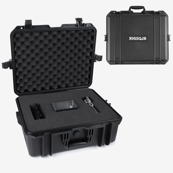 NIGSQJB Non-metal Tool Boxes, (18.89x8.66x16.53 in) Waterproof Hard Toolbox with Lid Storage Box and Dividers, Multifunctional Plastic Precision Instrument Case for Workshop Repair Shop, Mens Gift