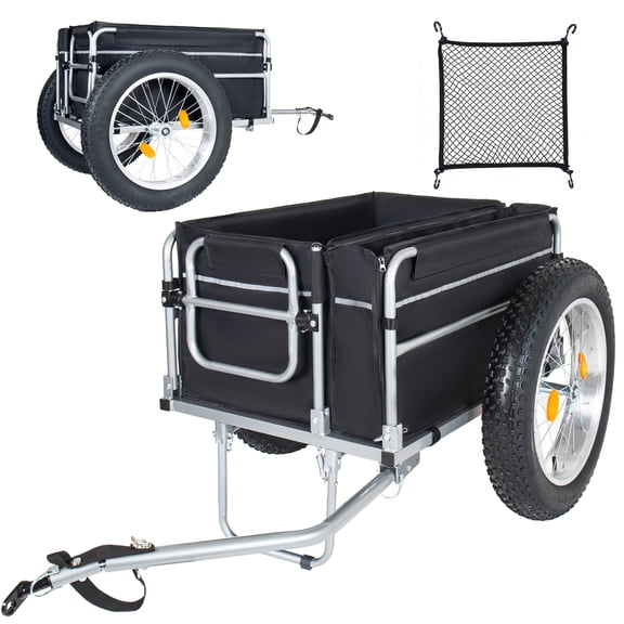 NIGSQJB Upgraded 23" Bike Cargo Trailer with 4.0 Fat Tires, 150 LBS Capacity Heavy-Duty Bicycle Wagon Cart, Foldable Compact Storage, Universal Safe Hitch System, for Camping,Beach,Transport