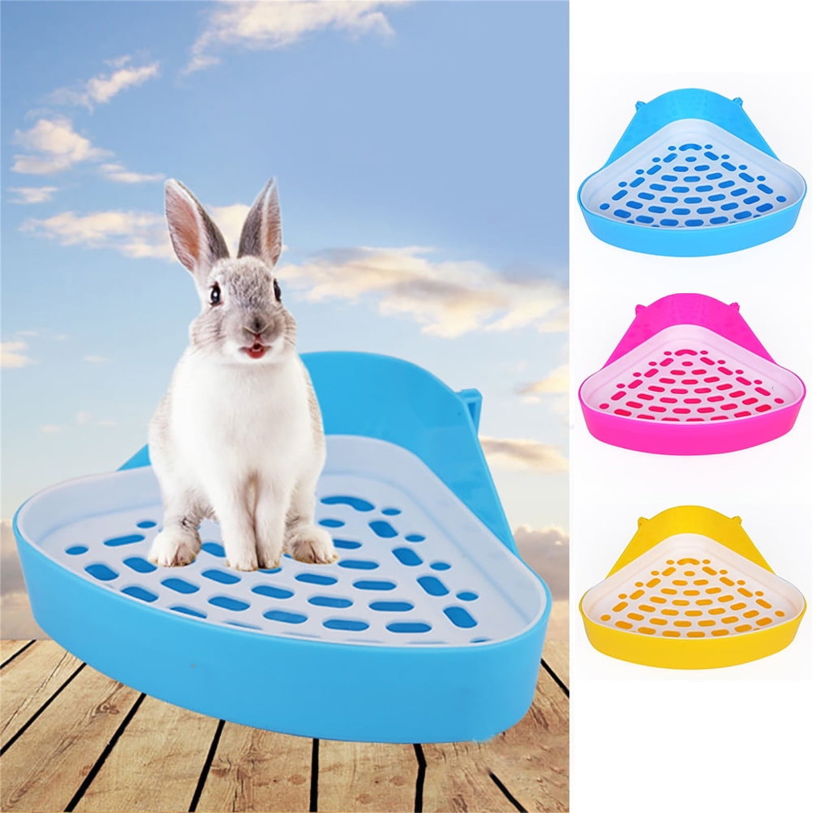 NIHOND Triangleshaped Pet Potty Trainer Plastic Corner Toilet Litter Box for Rabbits, Hamsters