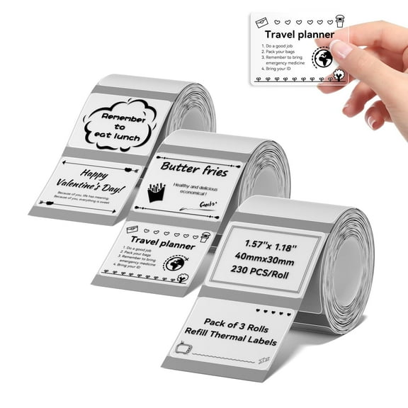 NIIMBOT 3 Rolls Clear Labels for B21/B1/B3S/B31/B4/K3 Label Maker, 1.57"x 1.18"(40x30mm) Printer Labels, Food Labels for Jars, Personalized Editable Labels for Home/School/Office