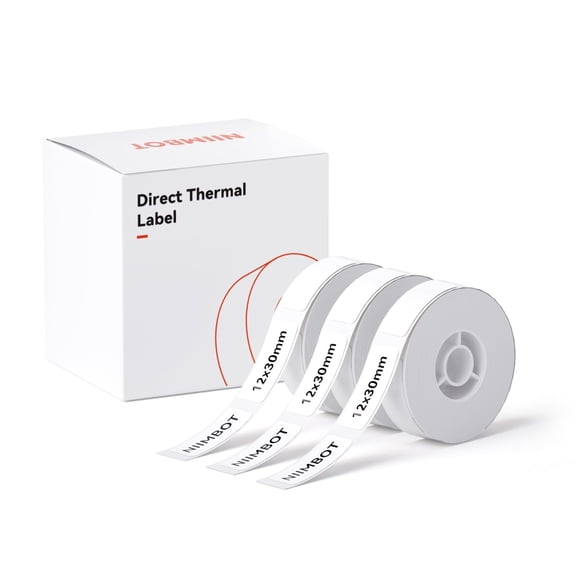 NIIMBOT 3 Rolls Labels for D11/D110/D101 Label Printer, Thermal Labels 0.47"x 1.18"(12x30mm) for DIY/Logo/Label/Barcode/Address Label/Stickers (White)