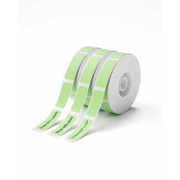 NIIMBOT 3 Rolls Labels for D11/D110/D101 Label Printer, Thermal Labels 0.47" x 1.57"(12x40mm) for DIY/Logo/Label/Barcode/Address Label/Stickers (Green)