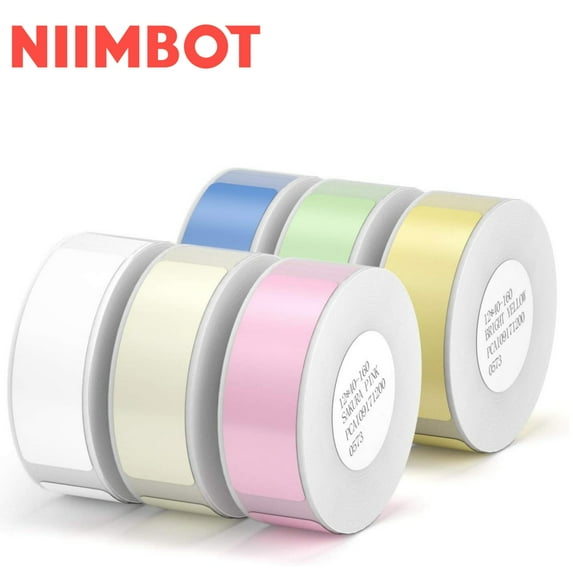 NIIMBOT 6 Rolls Label Maker Tape Label Print Paper Labeling Tape Replacement for D11/D110/D101/H1S Handheld Label Machine(Colorful)