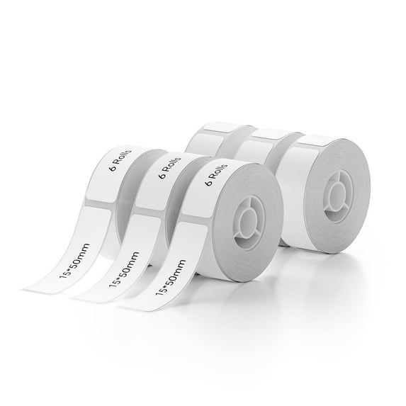 NIIMBOT 6 Rolls Labels for D11/D110/D101 Label Printer, Thermal Labels 15x50mm/6 Rolls, for Home Office School(White)